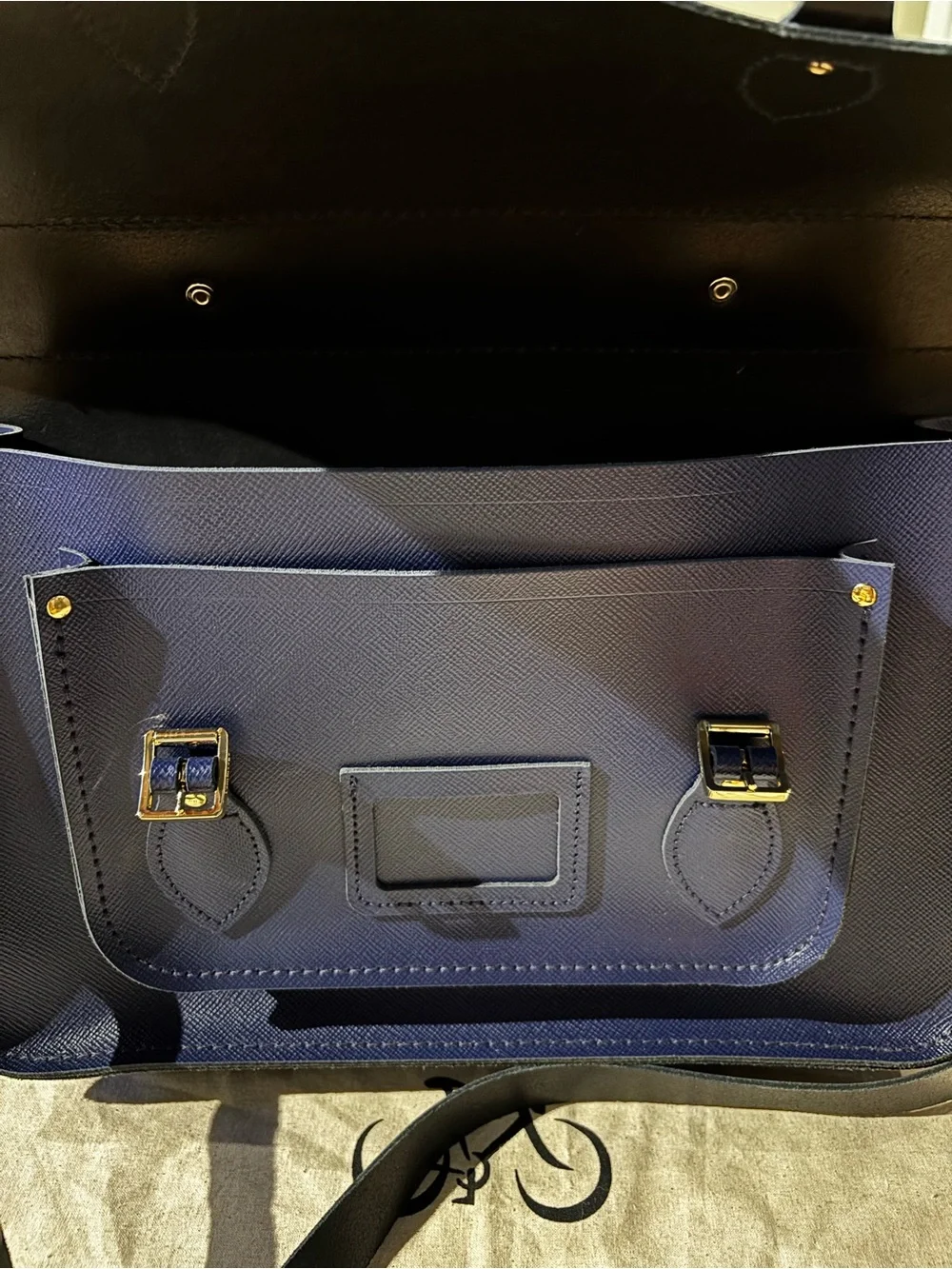 The Cambridge Satchel Company Navy Leather Messenger Satchel
